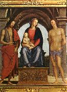 PERUGINO, Pietro Madonna Enthroned between St. John and St. Sebastian (detail) AF china oil painting reproduction